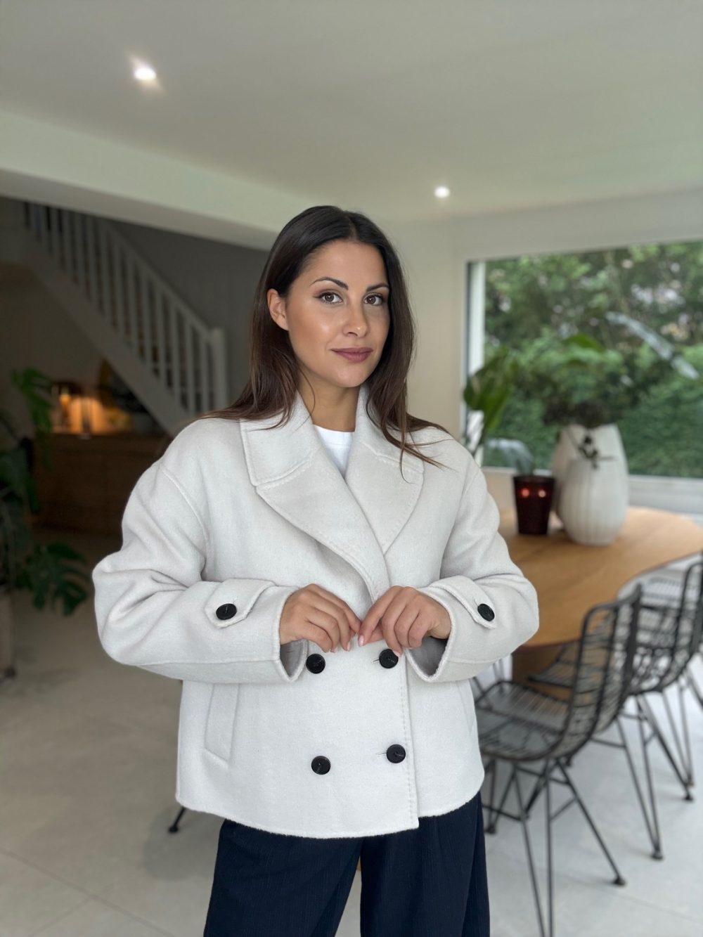 Veste courte en laine et soie